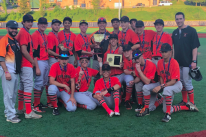 Tuckahoe celebrates with the Class C title after topping Pawling 9-5 on May 24. The Tigers overcame a 5-0 deficit to win the crown.