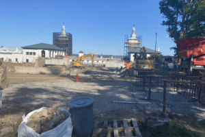A construction crew works on renovations at Playland Pool. The construction will force the pool to close for the remainder of the 2021 season and spelled an end to the long-running WCSA County meet.