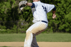Chris Howard delivers a pitch on May 18, during Eastchester's Class A quarterfinal round game against Yorktown. Howard tossed a complete game as the Eagles topped Yorktown 5-4.