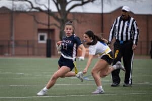 Deanna Biancardi rushes to the outside against Mahopac.