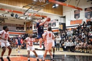 Peter Tedesco soars towards the hoop against White Plains on Dec. 12.